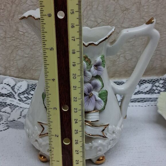 3 pc 14K Gold trim Porcelain Pitcher,bowl,& Plate,Vtg. - Picture 7 of 14